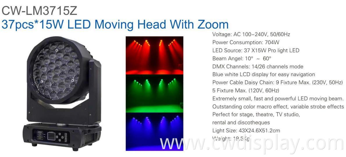 37pcs 15w LED Moving Head with Zoom